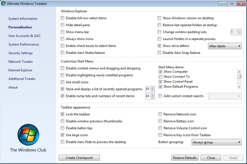 Ultimate Windows Tweaker