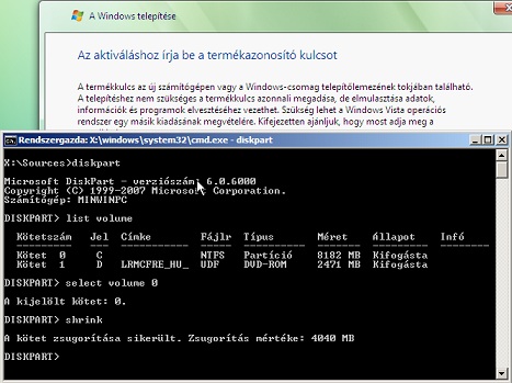 Windows XP telepítése a Vista előtt